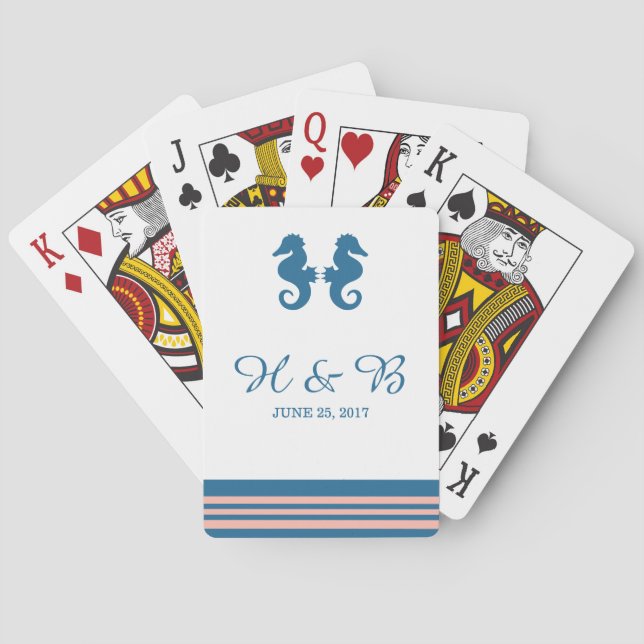 Cartas de juego de caballitos de mar náuticos de c (Reverso)