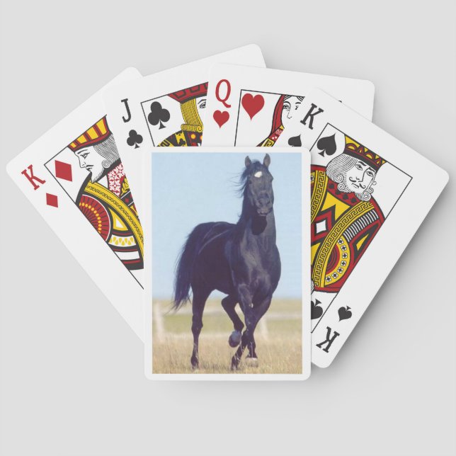 Cartas de juego de caballos en carreras negras (Reverso)