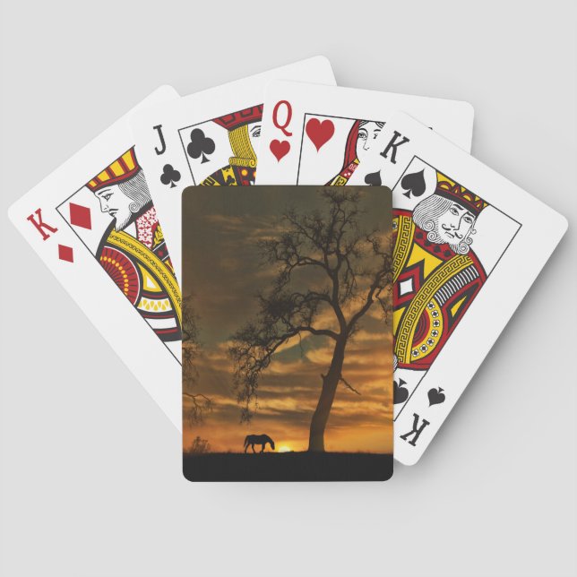 Cartas de juego de caballos y amanecer de bonito (Reverso)