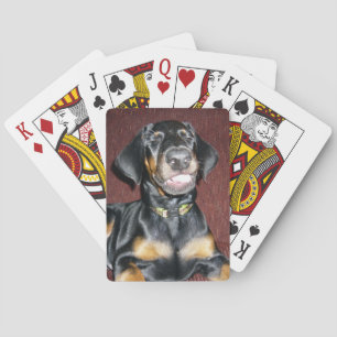 Cartas de juego de cachorro Doberman sonriente