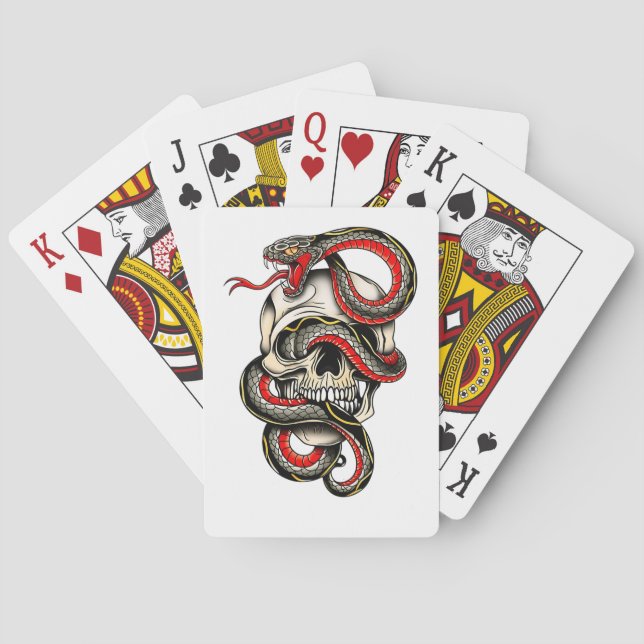 Cartas de juego de Calavera y Serpiente | Diseño a (Reverso)