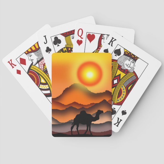 Cartas de juego de camellos desierto de la puesta  (Reverso)