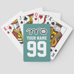 Cartas de juego de camiseta de voleibol con nombre