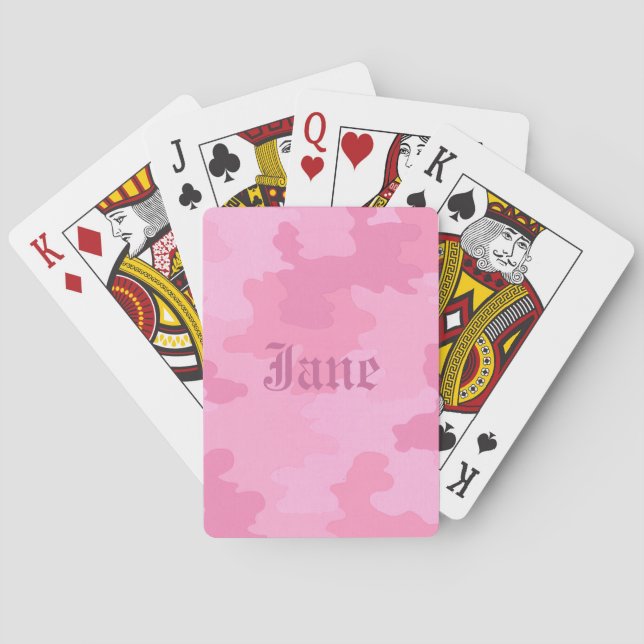 Cartas de juego de camuflaje rosado personalizadas (Reverso)
