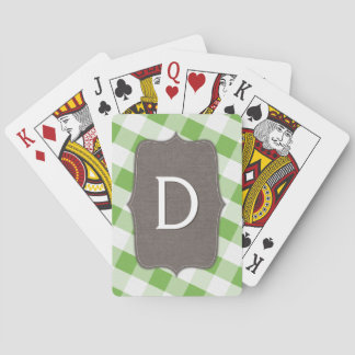 Cartas de juego de canvas de Gingham verde y blanc