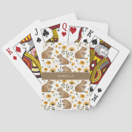 Cartas de juego de capibara floral personalizadas