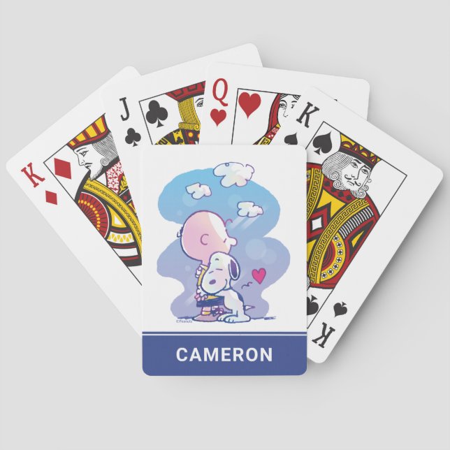 Cartas de juego de Charlie y Snoopy Hug (Reverso)
