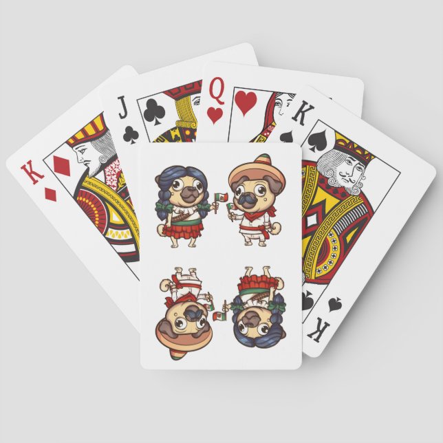 Cartas de juego de Cinco De Mayo Pugs (Reverso)