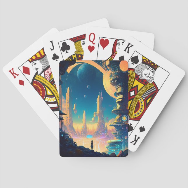 Cartas de juego de Ciudad Futurista de Ciencia Fic (Reverso)