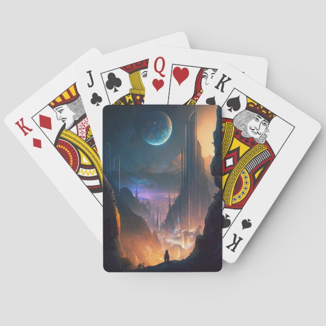 Cartas de juego de Ciudad Futurista de Ciencia Fic (Reverso)