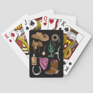 Cartas de juego de Collage de Vaquera (negro)