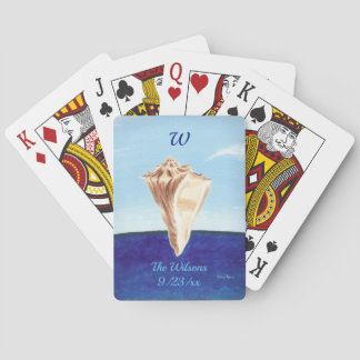 Cartas de juego de concha y monograma oceánico