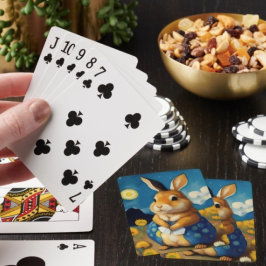 Cartas de juego de conejo primaveral estrellado