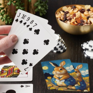 Cartas de juego de conejo primaveral estrellado