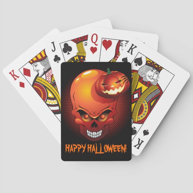 Cartas de juego de cráneo y calabaza de Halloween (Reverso)