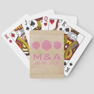 Cartas de juego de dados de grunge rosado D20