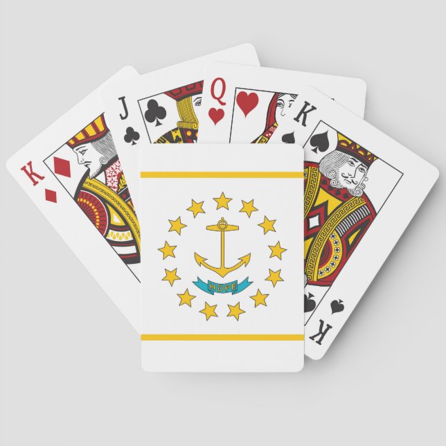 Cartas de juego de decks con bandera de Rhode Isla (Reverso)