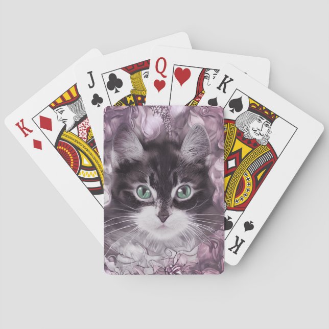 Cartas de juego de diseño de gato. (Reverso)