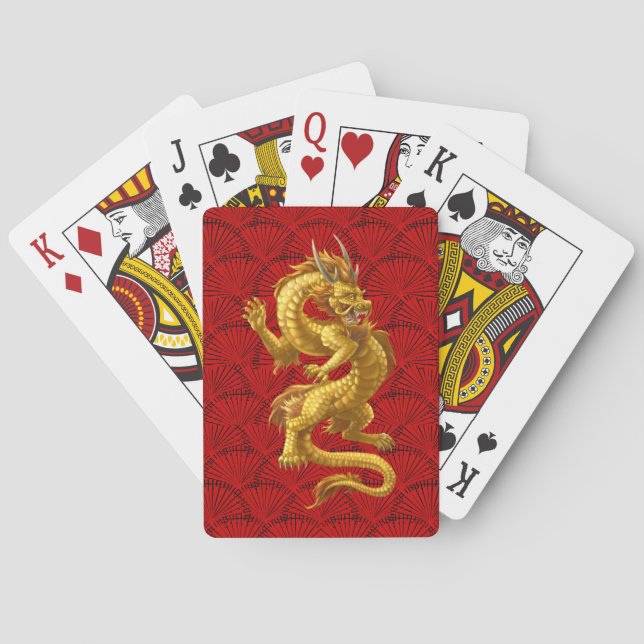 Cartas de juego de Dragón de Oro chino (Reverso)