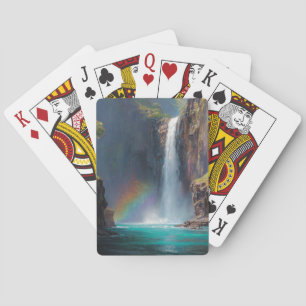 Cartas de juego de escena de fantasía de cascada d