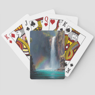 Cartas de juego de escena de fantasía de cascada d