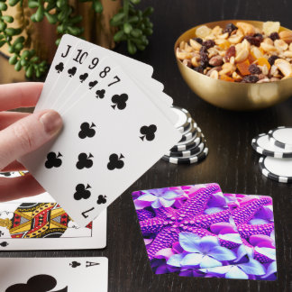 Cartas de juego de estrellas de mar con flores