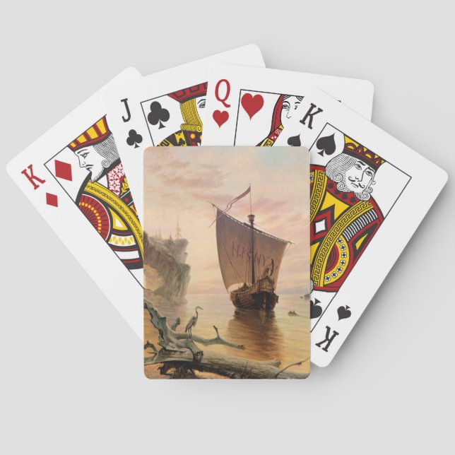 Cartas de juego de fantasía en barco nórdico Vikin (Reverso)