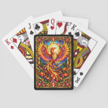 Cartas de juego de Fénix de Vidrio Pintado