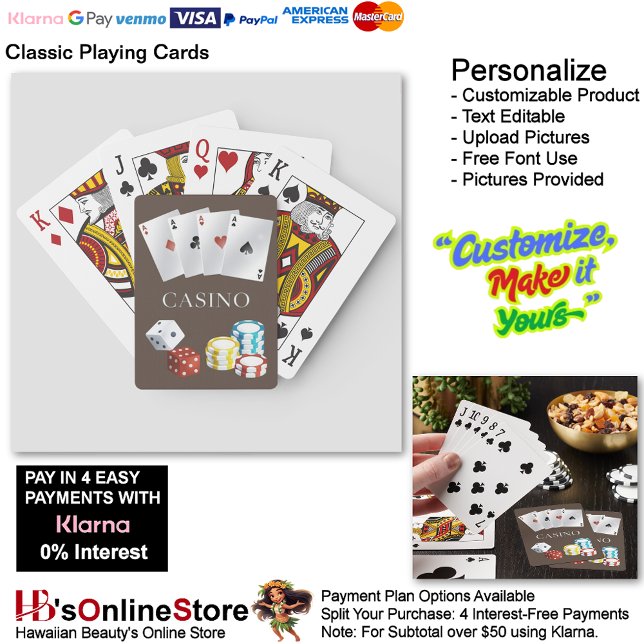 Cartas de juego de fichas de póquer de Casino Ace  (Casino Ace Dice Poker Chips Playing Cards 7.)