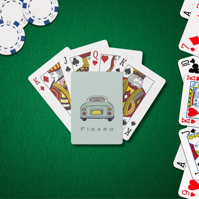 Cartas de juego de Figaro Verde Nombre del Coche (Figarations Green Figaro Car Playing Cards with space for your name (or your car))