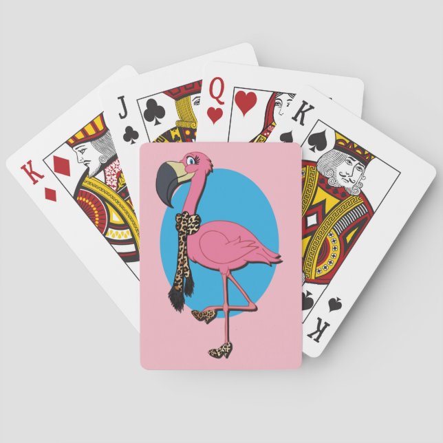 Cartas de juego de flamenco elegante, caras de índ (Reverso)