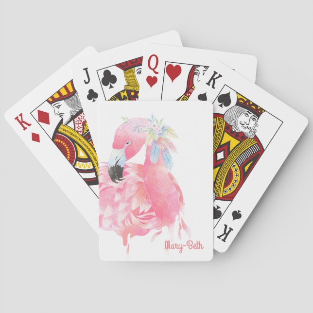 Cartas de juego de flamenco rosado de bonito (Reverso)