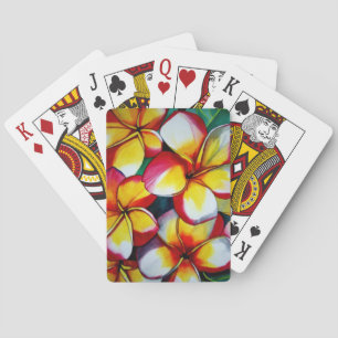 Cartas de juego de flor de frangipani rosa
