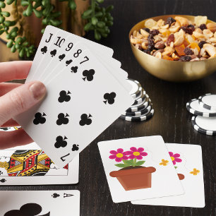 Cartas de juego de flor y mariposa posada