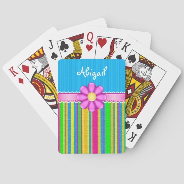 Cartas de juego de flores azules personalizadas (Reverso)