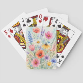 Cartas de juego de flores silvestres en acuarela