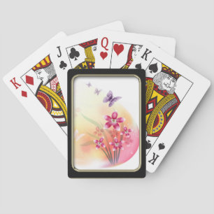 Cartas de juego de flores y mariposas