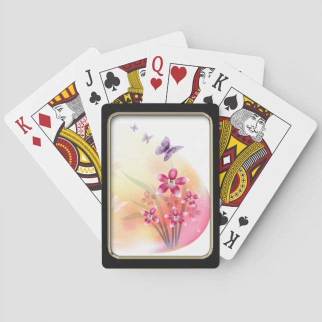 Cartas de juego de flores y mariposas (Reverso)
