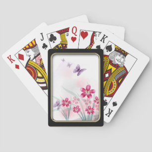 Cartas de juego de flores y mariposas