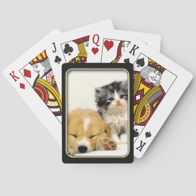 Cartas de juego de fotos de gatitos y cachorros (Reverso)