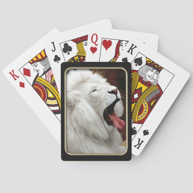 Cartas de juego de fotos de leones blancos (Reverso)