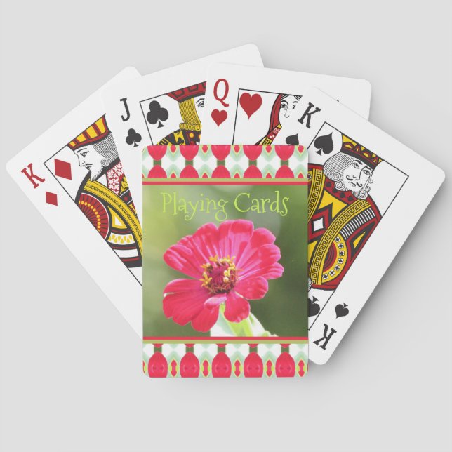 Cartas de juego de fotos de zinnia rosa (Reverso)