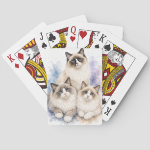 Cartas de juego de gato Ragdoll acuarela