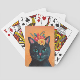 Cartas de juego de gatos y flores