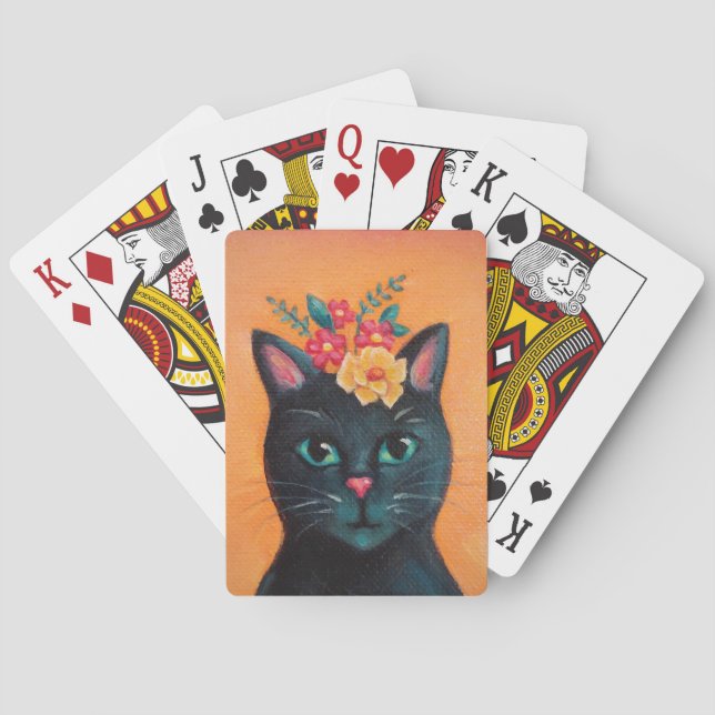 Cartas de juego de gatos y flores (Reverso)