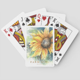 Cartas de juego de girasol de Chica de granja