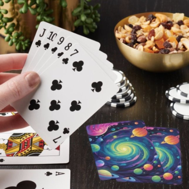 Cartas de juego de giro planetario  (Neon Galaxy Space Playing Cards Poker type playing cards Easy shuffle smooth card stock. 2.5" x 3.5.)