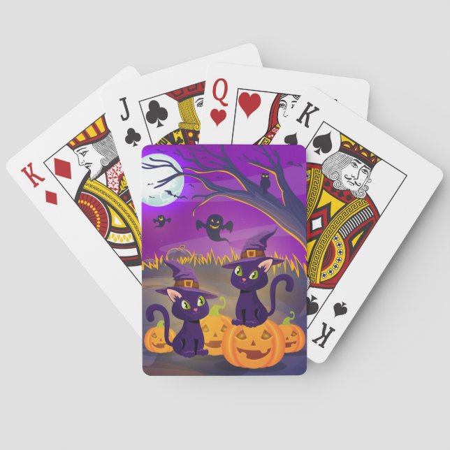 Cartas de juego de Halloween Spooky Kitties (Reverso)