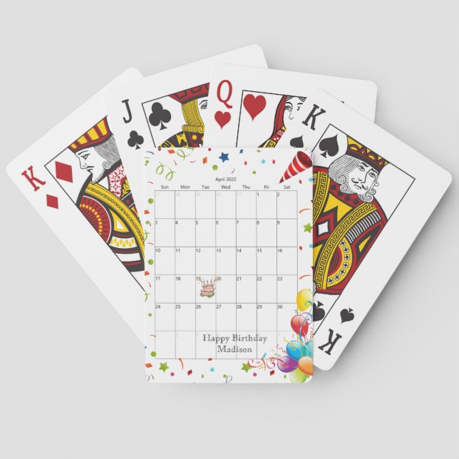 Cartas de juego de Happy Birthday Calendar April 2 (Reverso)