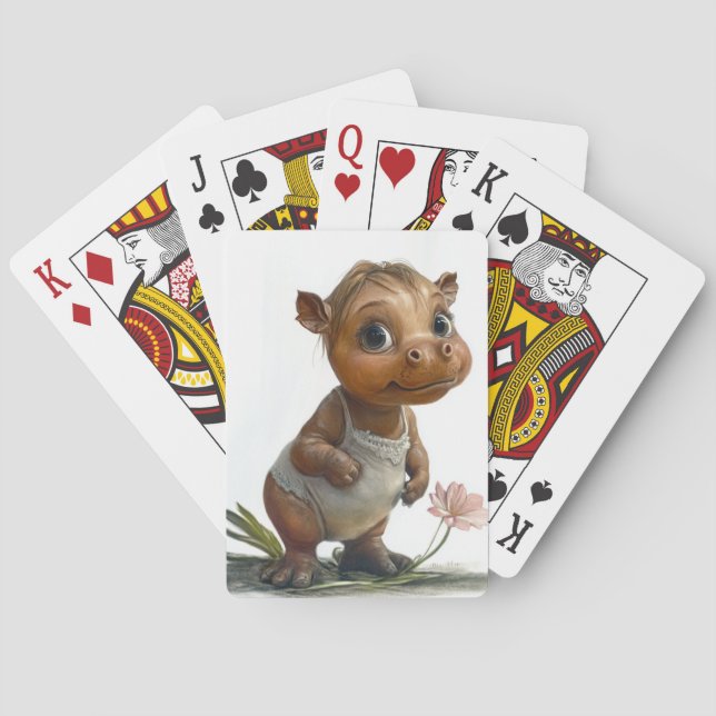 Cartas de juego de hipopótamo bebé (Reverso)